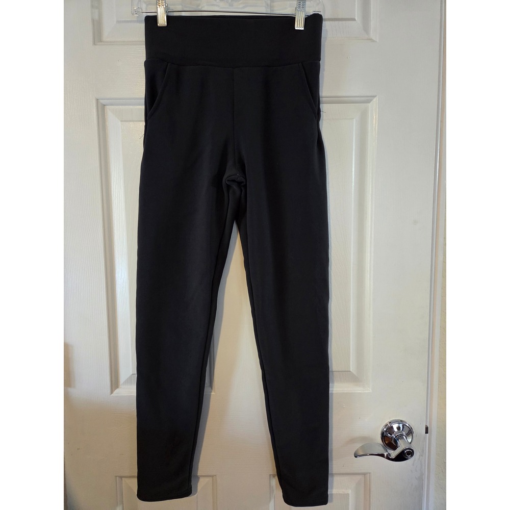Dark Gray Fleece Lined Thermal Leggings High Waisted Winter Pants Womens Size M